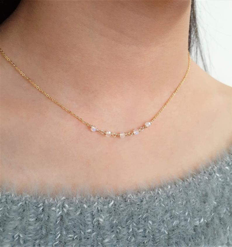 Buy AYESHA Mini Heart Diamante Studded Moonstone Pendant Gold-Toned Necklace  | Shoppers Stop